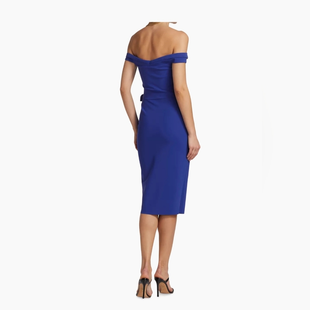 Chiara Boni La Petite Robe Off-the-Shoulder Midi Cocktail Dress - Picture 2 of 3